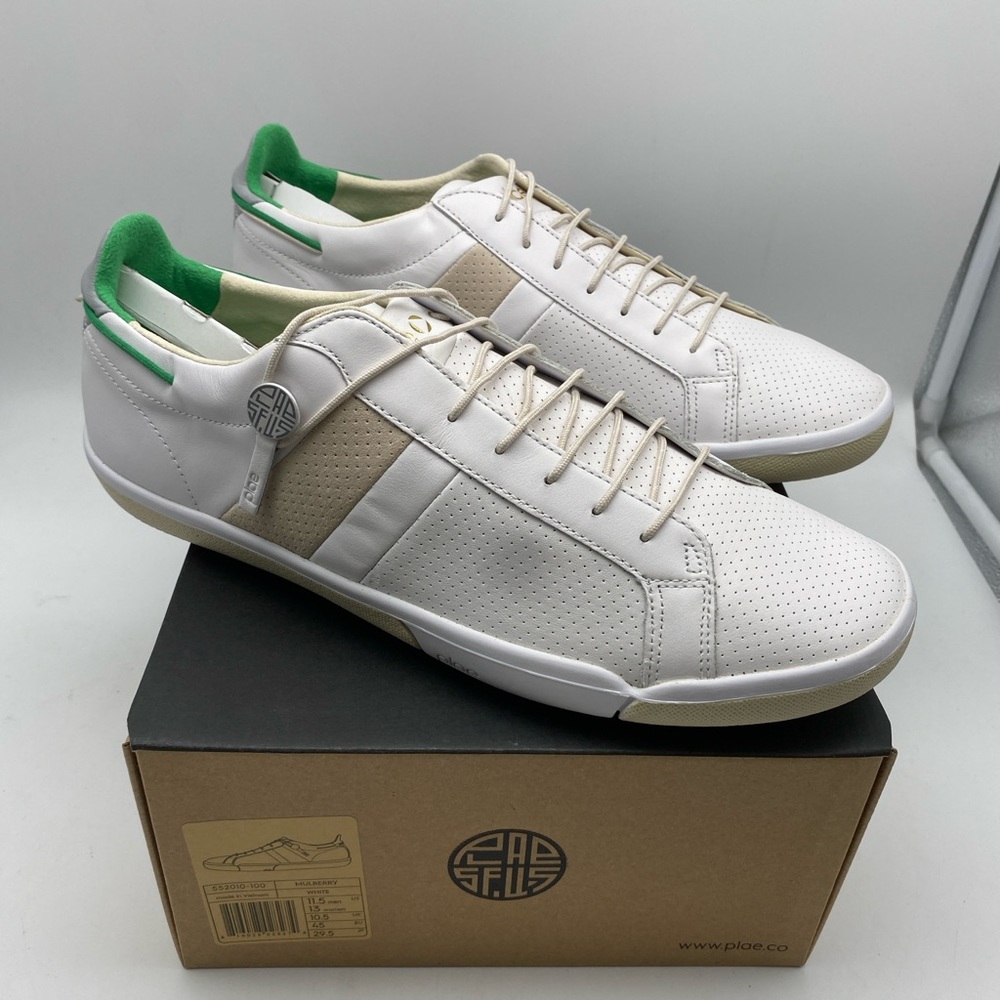 Plae White Leather Sneakers  #552010-100
